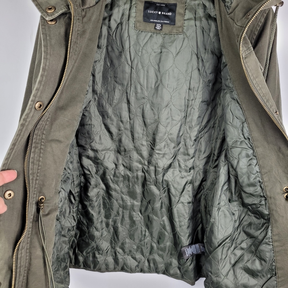 LUCKY BRAND Jacket Coat Green Utility Size S Military Hood Fully Lined - Picture 6 of 17